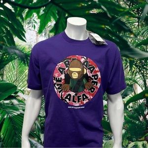NWT AAPE By A BATHING APE Purple "We Are AAPER ALFA" Graphic T-Shirt Size Large